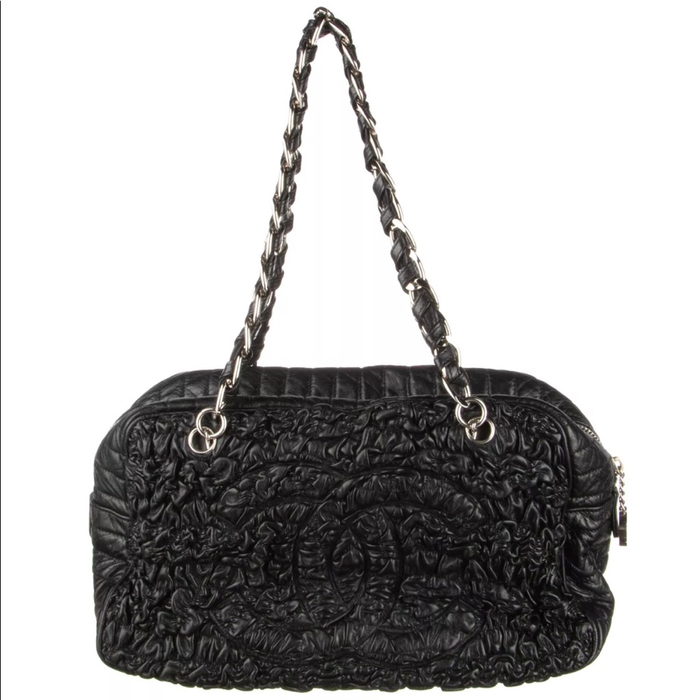 *Sold* CHANEL Black Leather Astrakhan Bowler Bag